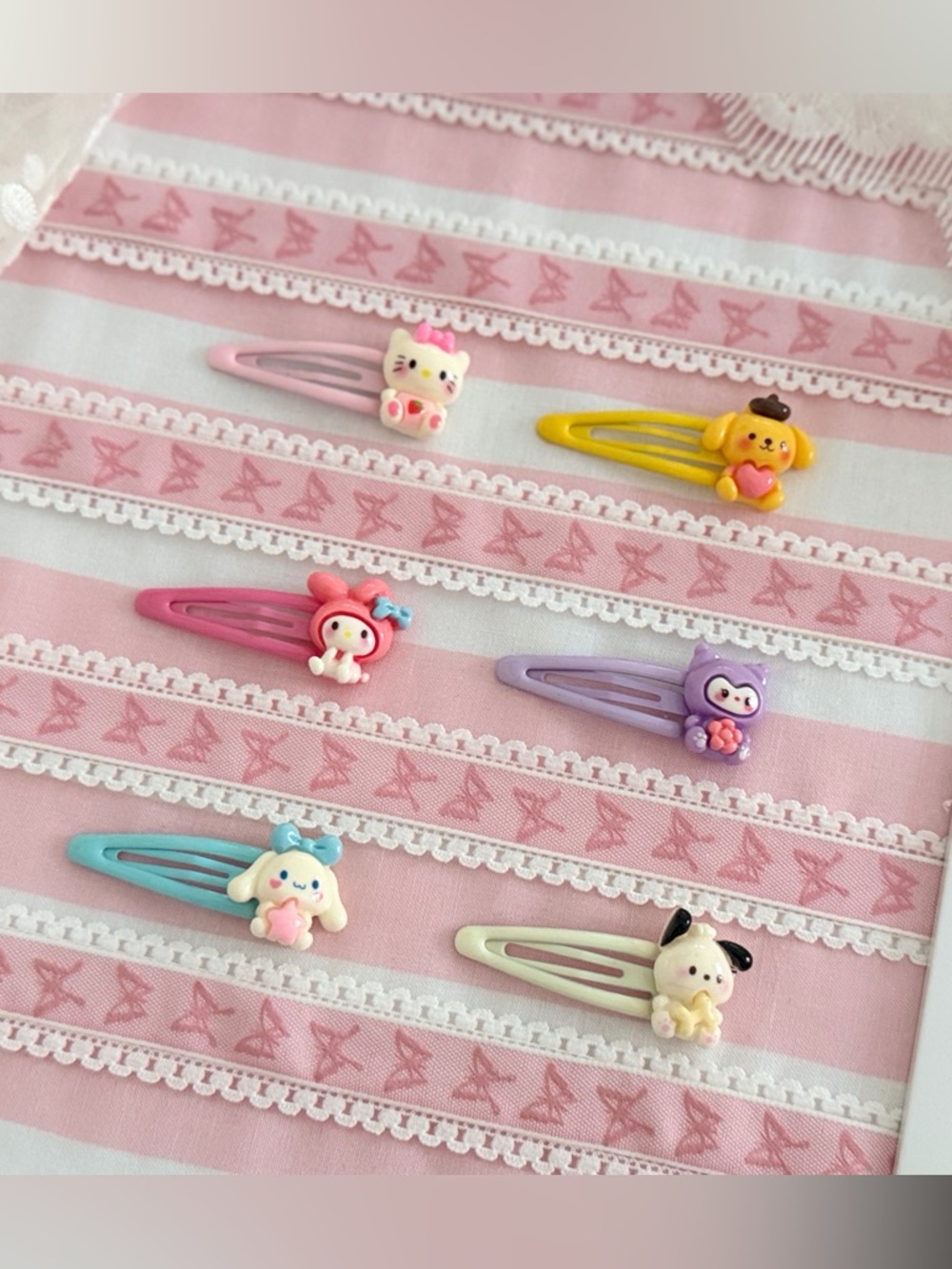 Cute Sanrio Character Snap Hair Clips Set for Kids - Pastel Multicolor